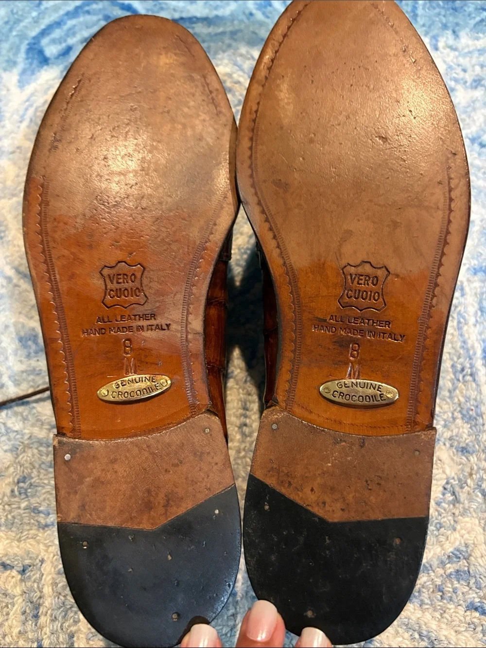 Belvedere Brown Croc-Embossed Leather Derby Shoes
